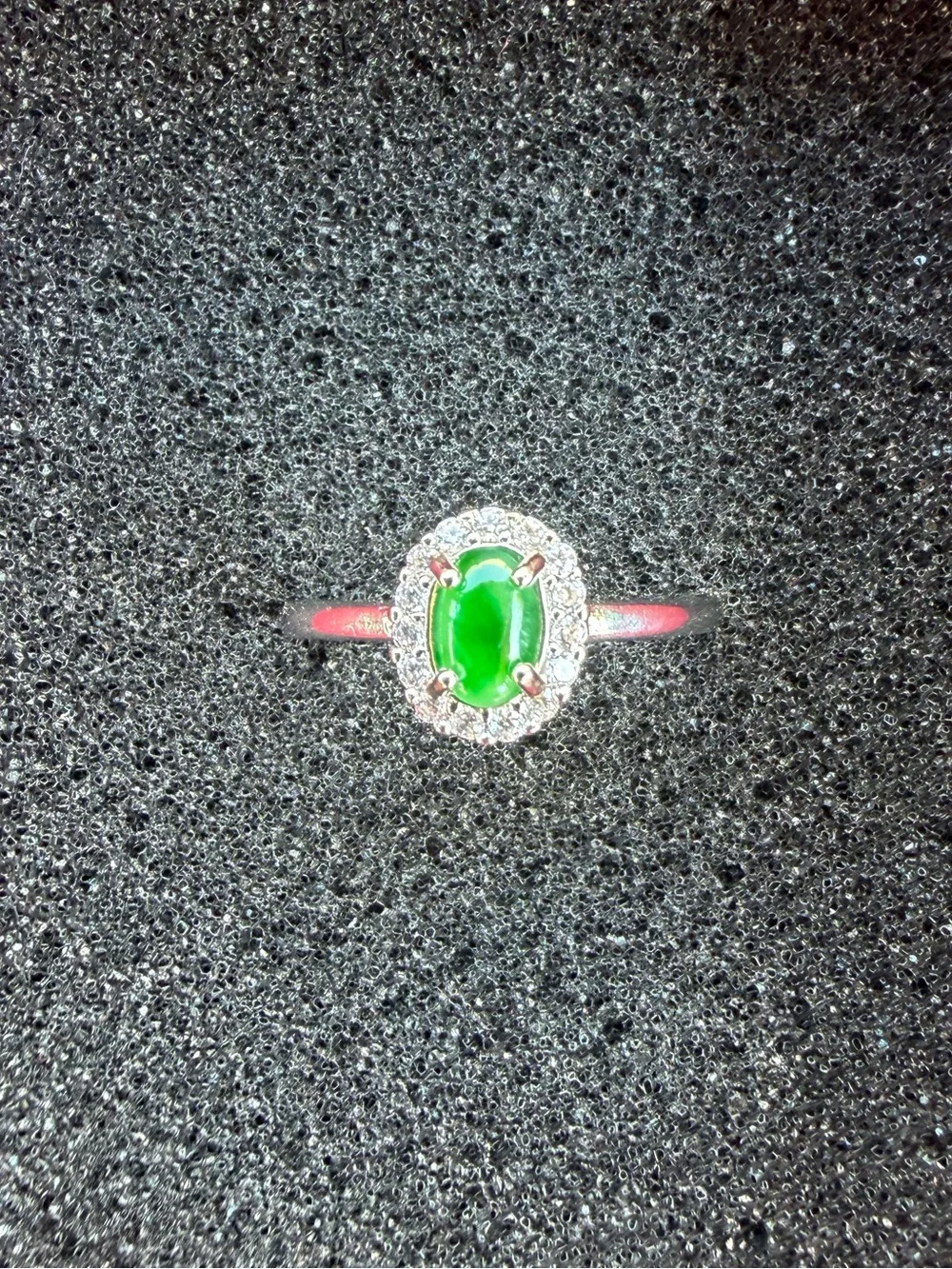 Natural Burmese Jadeite Jade A-Grade Ice Green Cabochon Ring